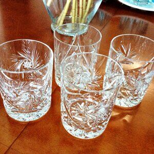 4 Vintage Old Fashioned Cocktail Glasses, Scotch Tumblers, Pinwheel Crystal